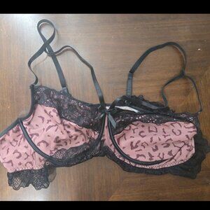 Women's Plus Black and Dark Purple Bra 4x